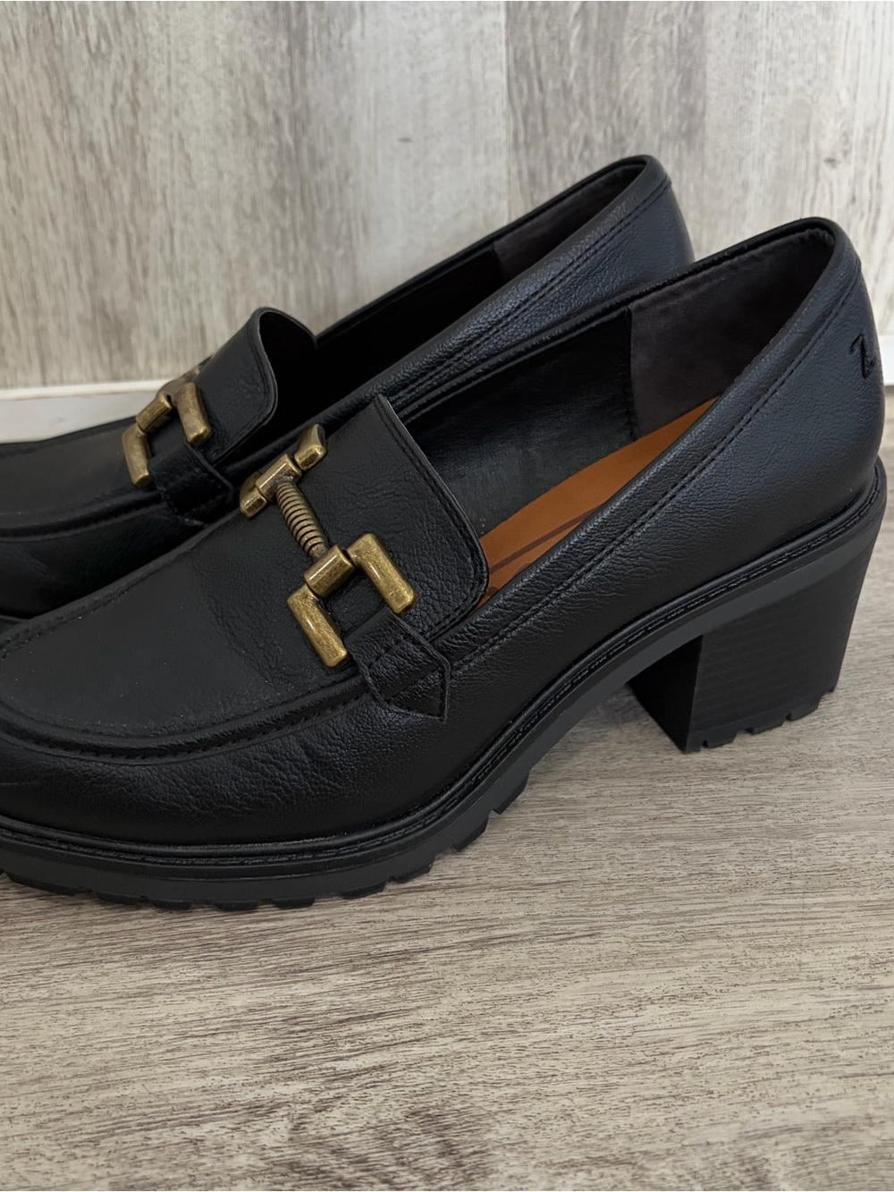 ZODIAC Gemma Chunky Heel Platform Loafers Women's 8.5 Black Grunge 90s academia